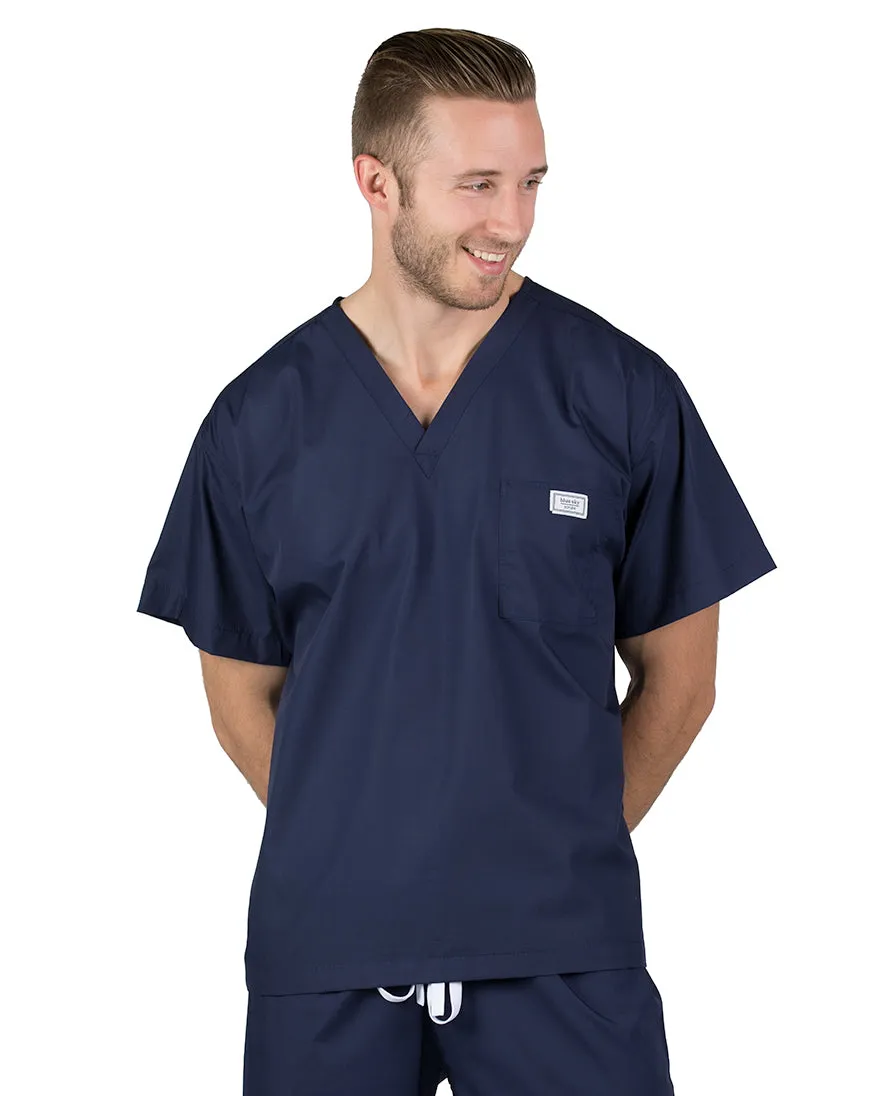 2XL Long Navy Blue David Simple Scrub Top