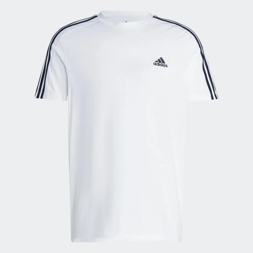 ADIDAS MEN'S ESSENTIALS SINGLE JERSEY 3-STRIPES WHITE TEE