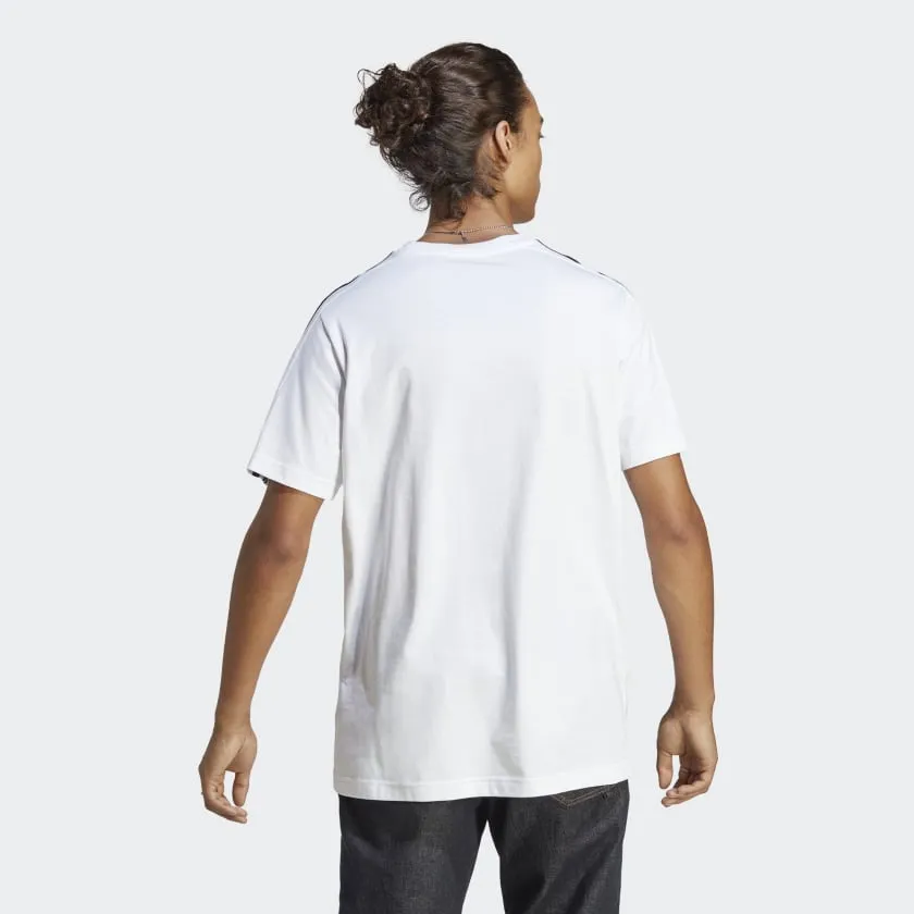 ADIDAS MEN'S ESSENTIALS SINGLE JERSEY 3-STRIPES WHITE TEE