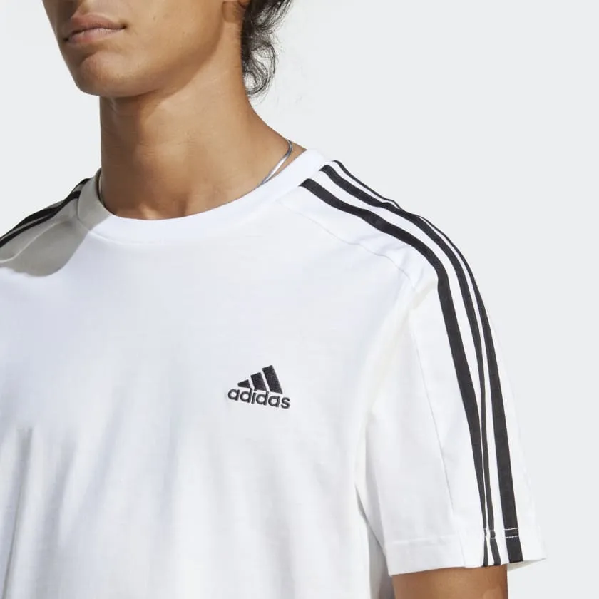 ADIDAS MEN'S ESSENTIALS SINGLE JERSEY 3-STRIPES WHITE TEE