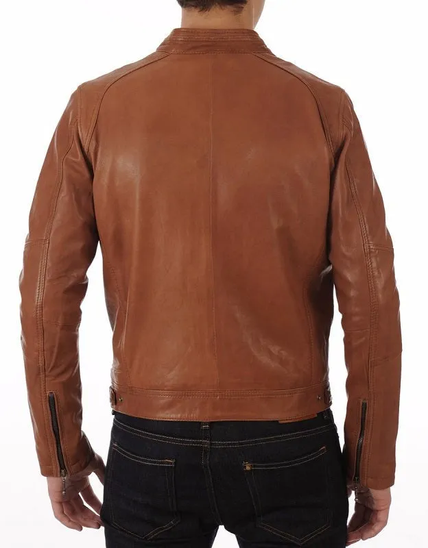 Avalanche Tan Leather Biker Jacket