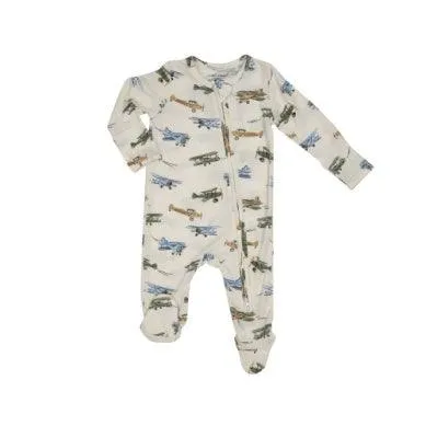 Baby Boy Footie | 2 way zipper- Vintage Airplanes | Angel Dear