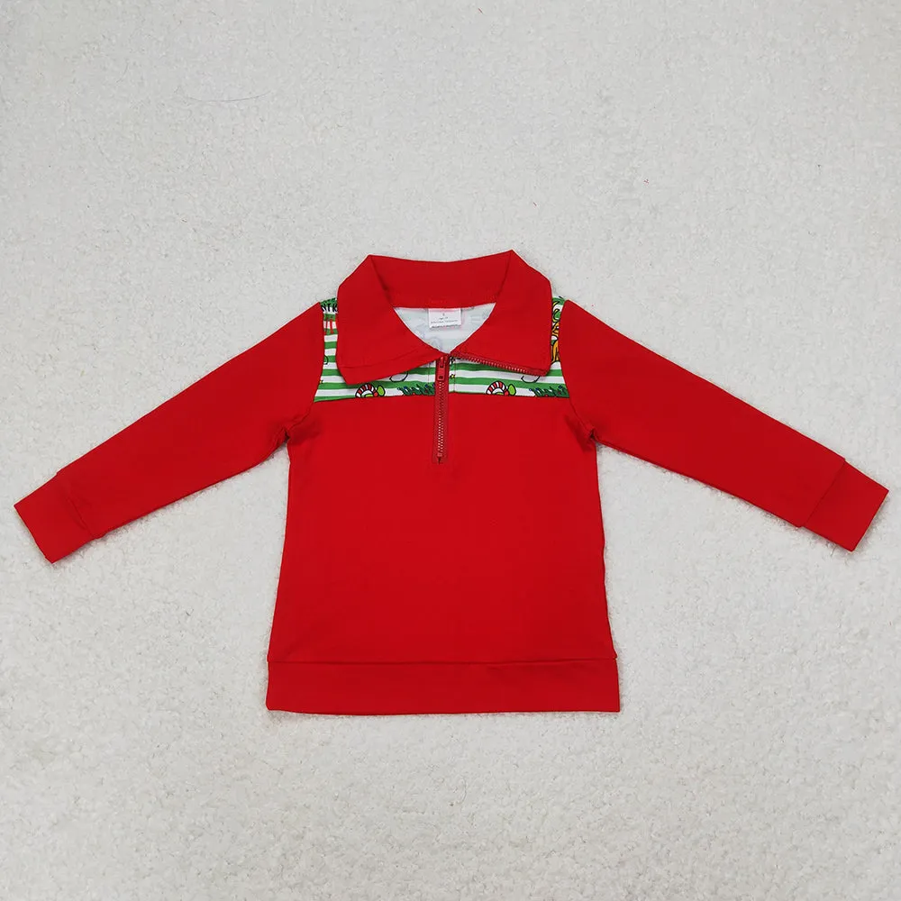 Baby Boys Tops Christmas Green Zip Pullovers Tops BT0726