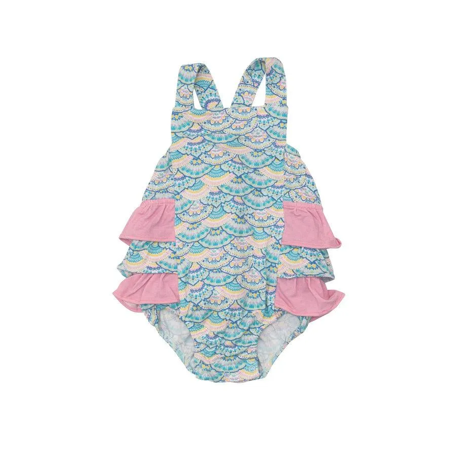 Baby Bubble | Ruffle Sunsuit - Mermaid Scale | Angel Dear