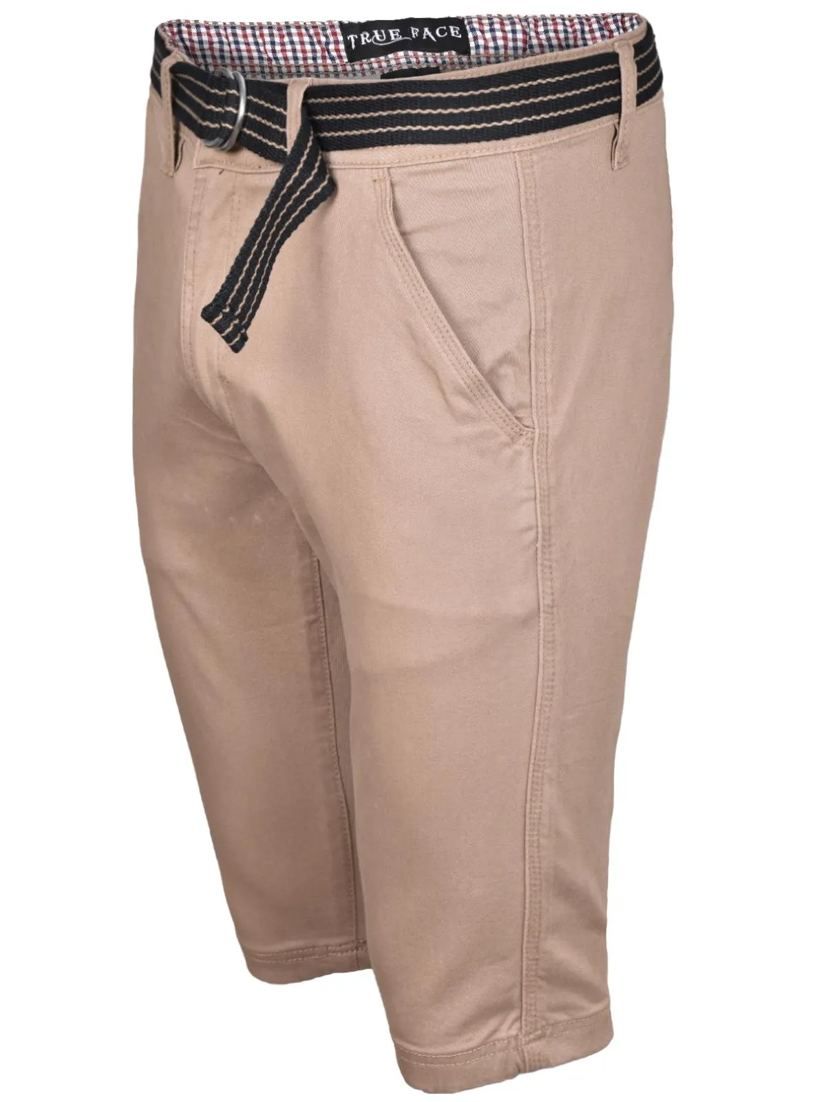 Belted Chino Stretch Cotton Shorts