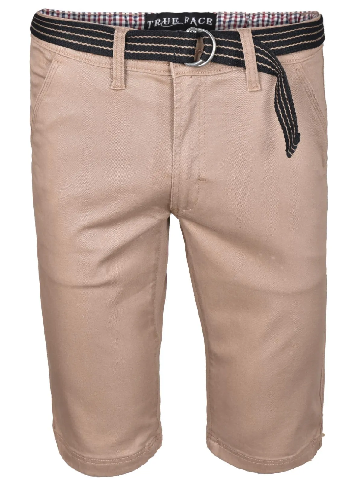 Belted Chino Stretch Cotton Shorts