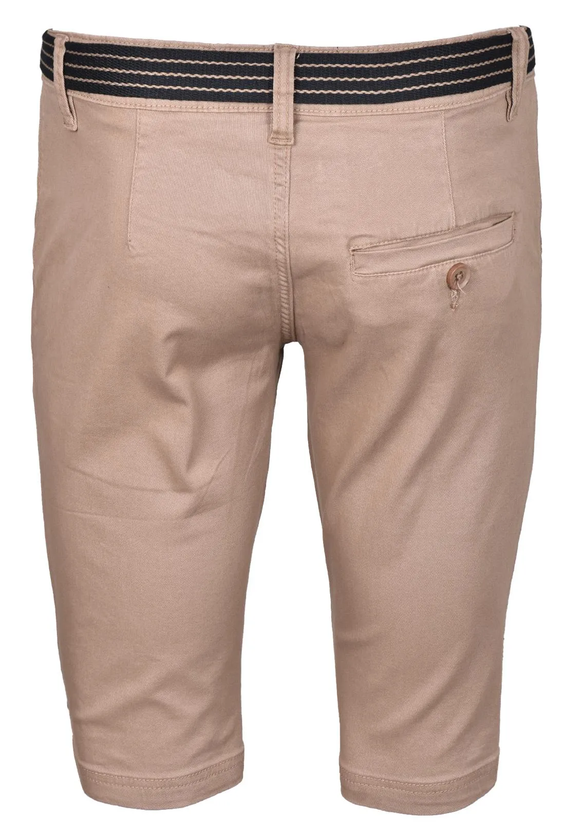 Belted Chino Stretch Cotton Shorts