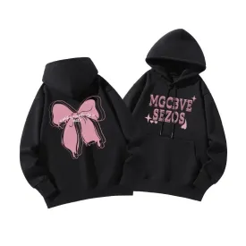 Black Classic Hooded Drawstring Letter Print Female Hoodies Fashion Loose Simple High Street Basic 6-colors Women Hoodies