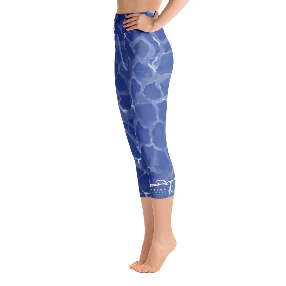 Blue Pool Yoga Capri Leggings