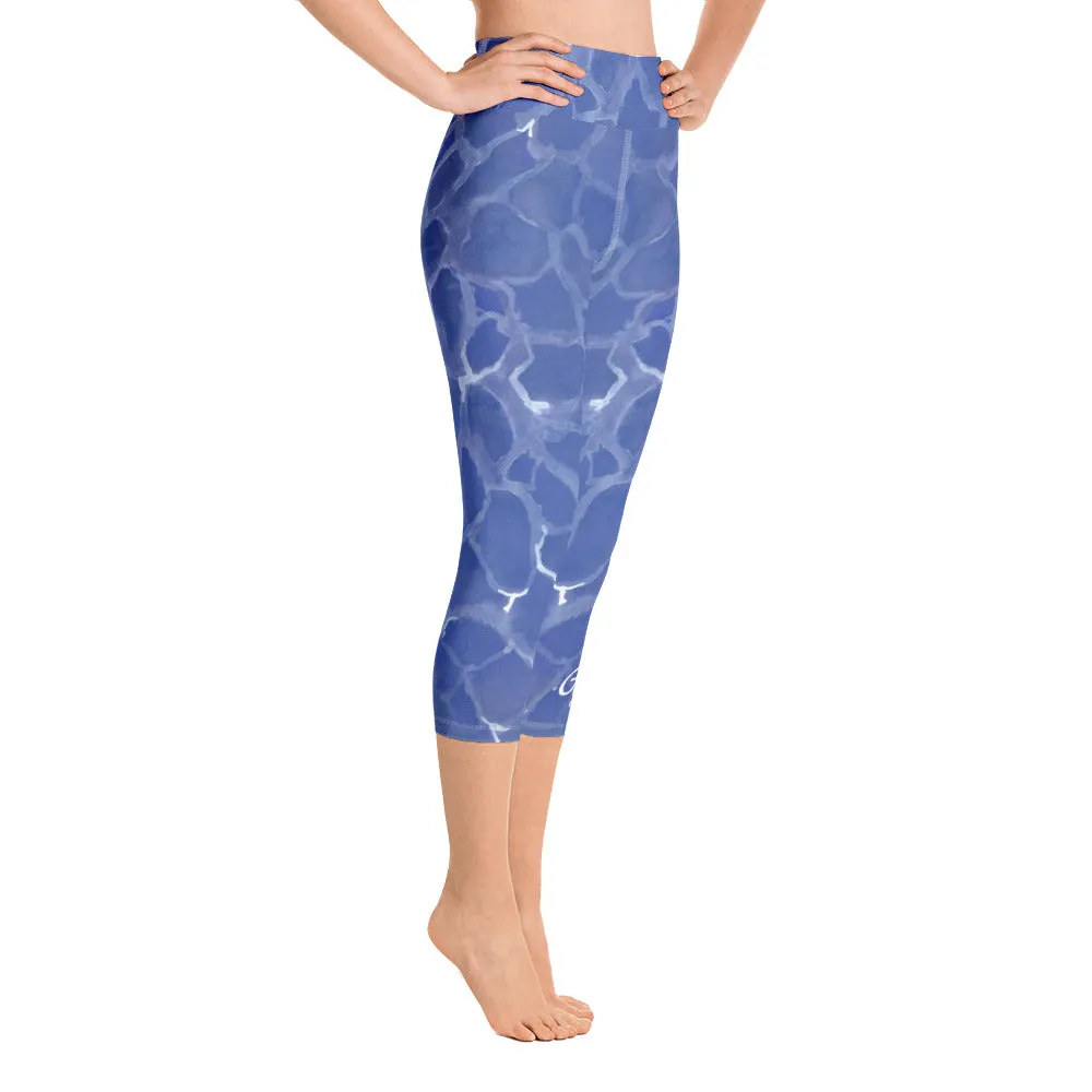 Blue Pool Yoga Capri Leggings