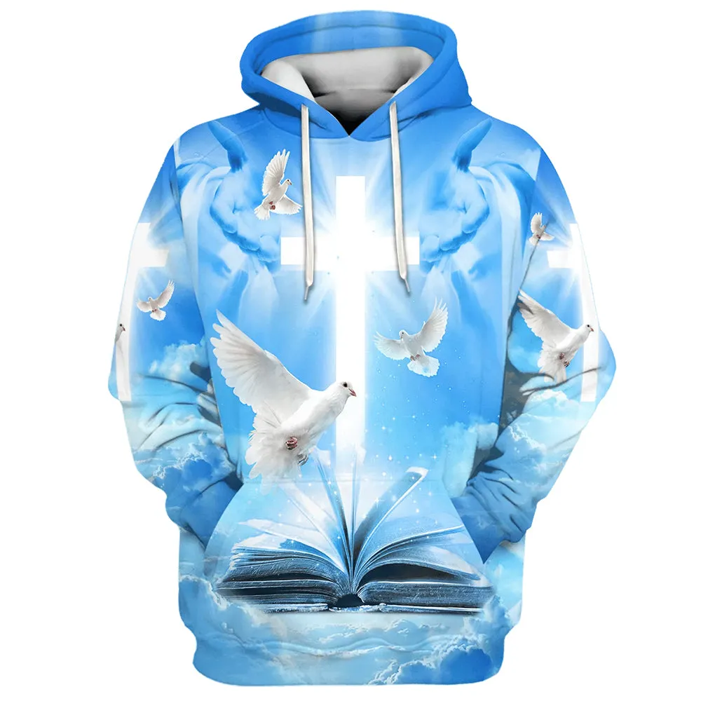 Christian Cross, Bible and Dove 3D Hoodies Men & Women Christian Hoodie 3D Printed Hoodie