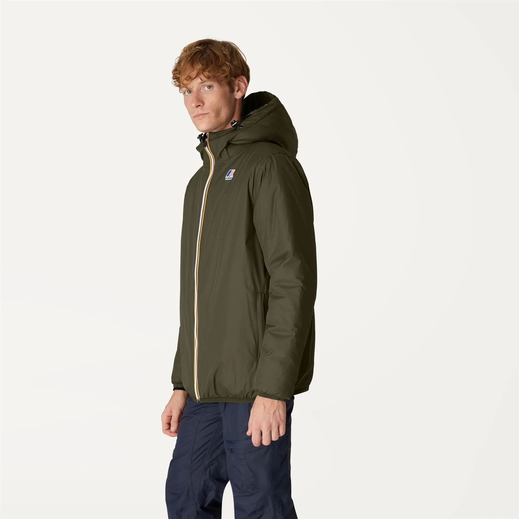 Claude Orsetto - Unisex Sherpa Lined Waterproof Full Zip Rain Jacket in Green Blackish