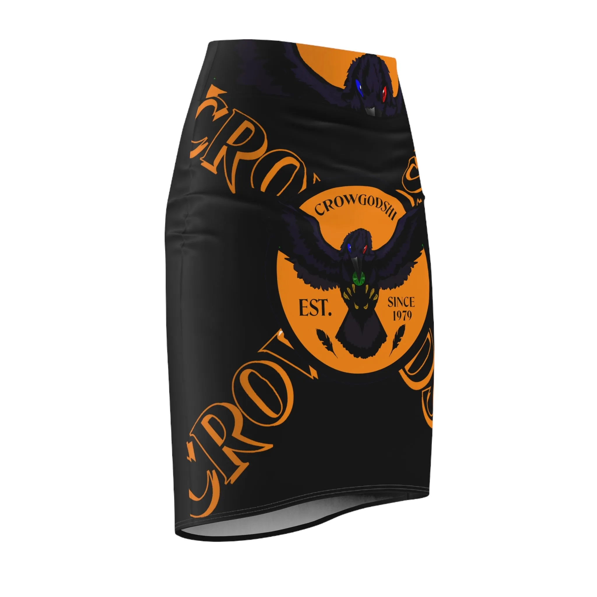 Crowgodshi First Generation Limited Edition Women's Pencil Skirt, ORANGE LOGO