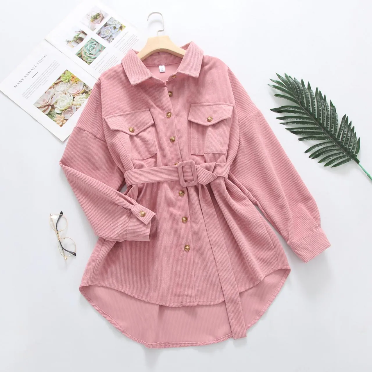 Cute long sleeve pink shirt apricot shirt     S497