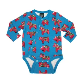 Dala Long Sleeve Onesie with Slanted Opening - Mid Marine