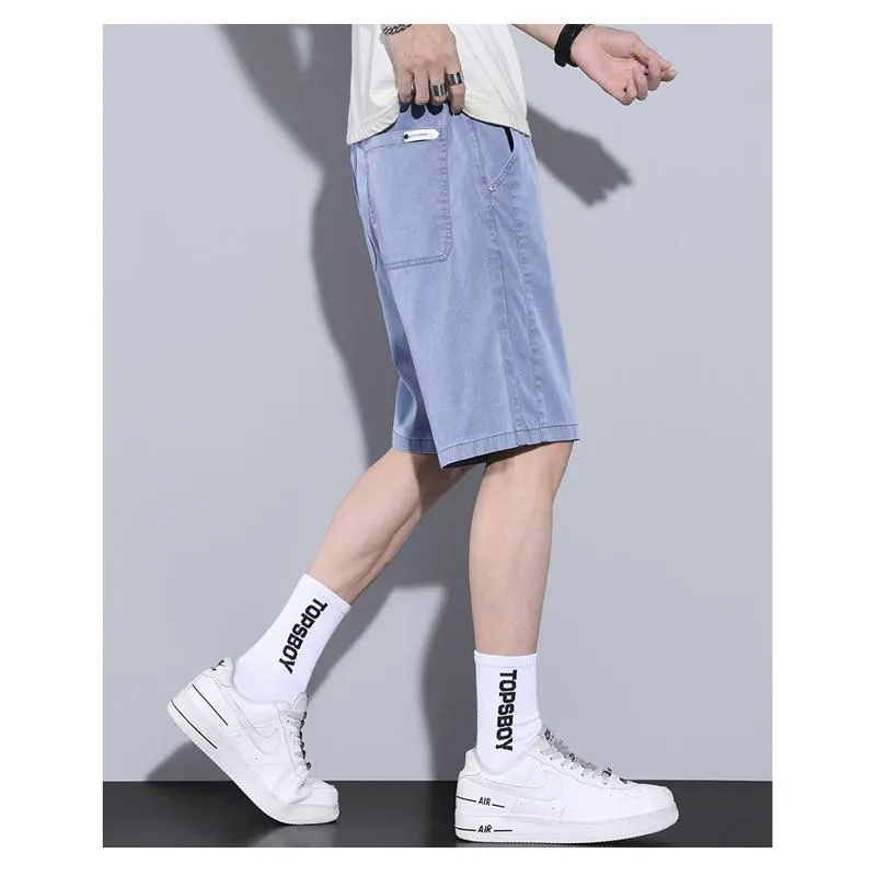 Drawstring Waist Straight Lyocell Tencel Shorts