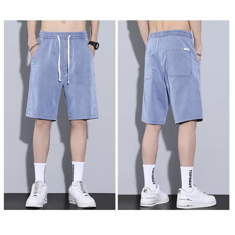 Drawstring Waist Straight Lyocell Tencel Shorts