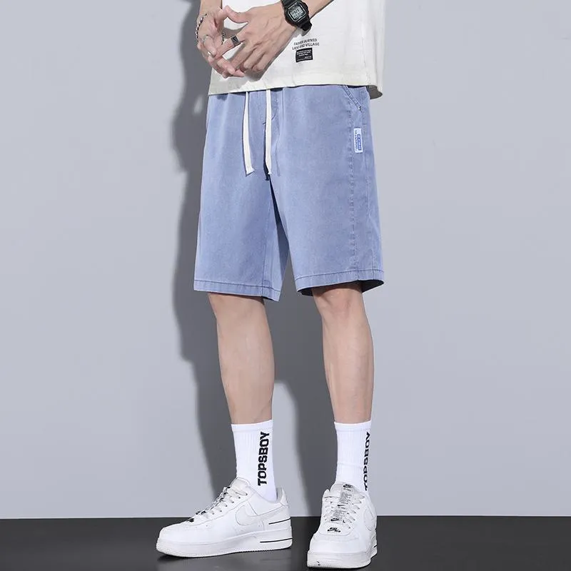 Drawstring Waist Straight Lyocell Tencel Shorts