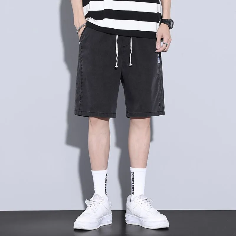 Drawstring Waist Straight Lyocell Tencel Shorts