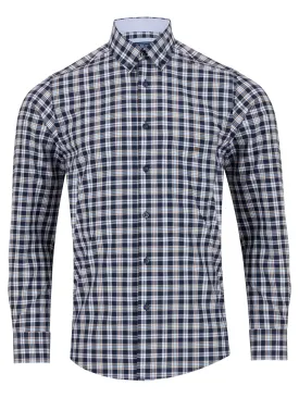 DRIFTER Dark Blue Check Long Sleeve Shirt