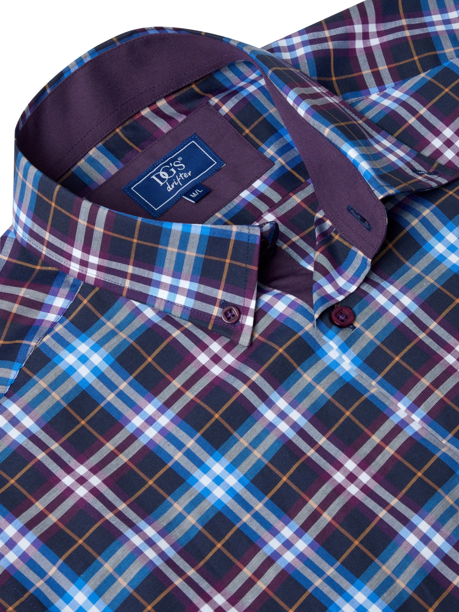 DRIFTER Dark Purple & Blue Long Sleeve Check Shirt