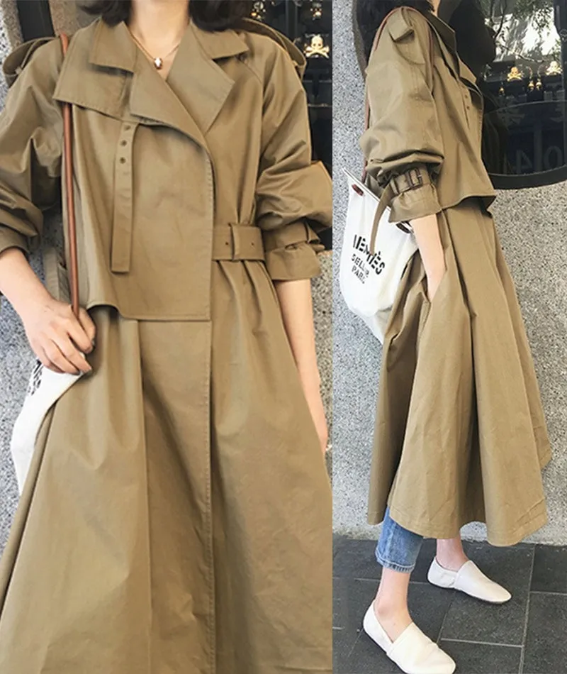 Fashion slim long outerwear autumn long-sleeved trench coat     S123