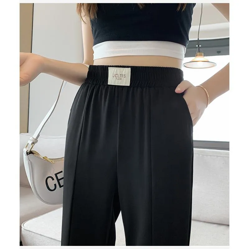 Floor-Length Casual Slimming Plus Silky Split Pants