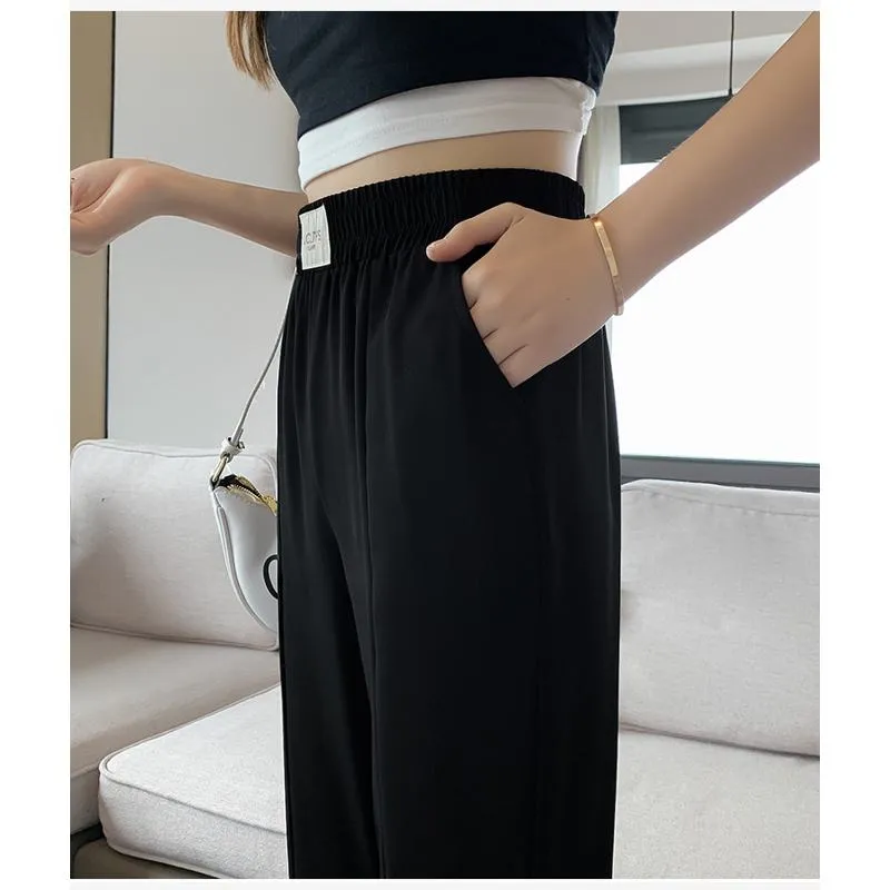 Floor-Length Casual Slimming Plus Silky Split Pants