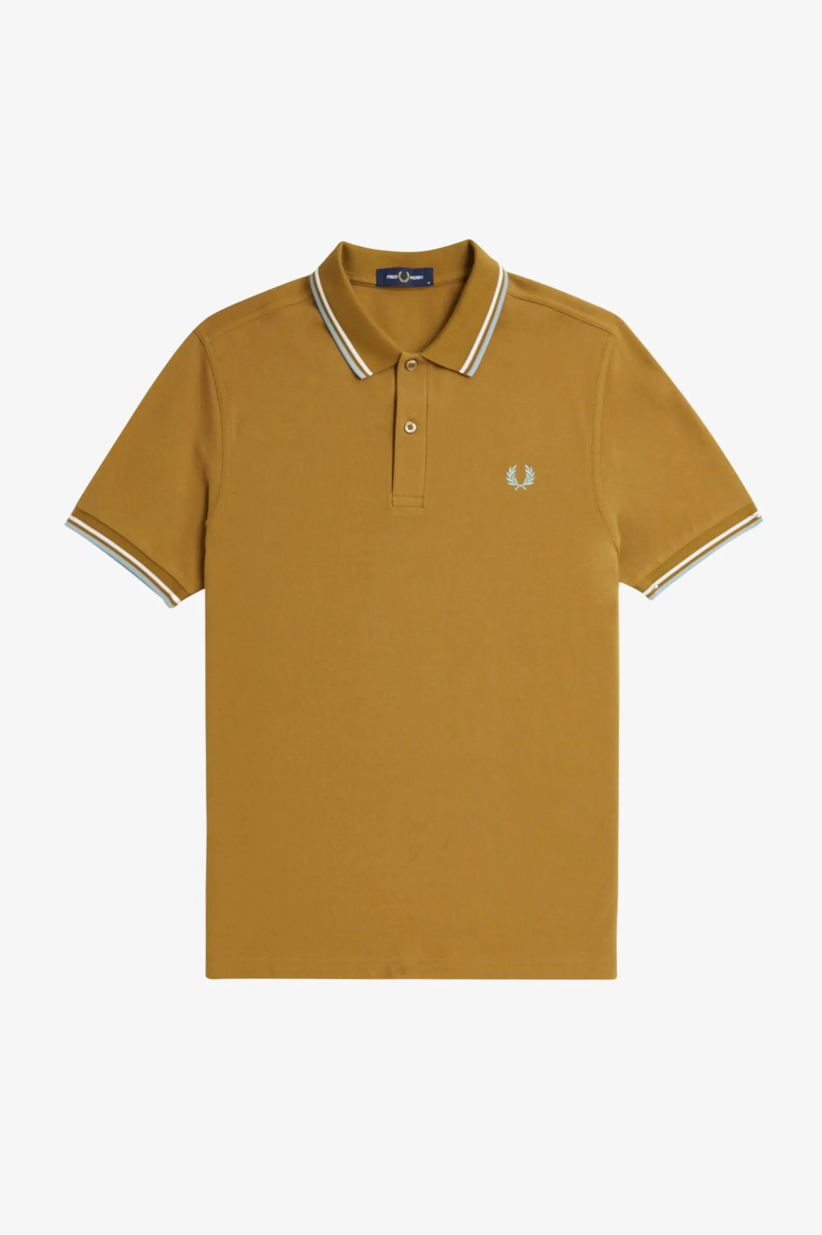 Fred Perry Dark Caramel Polo with White and Silver Blue Twin Tipping