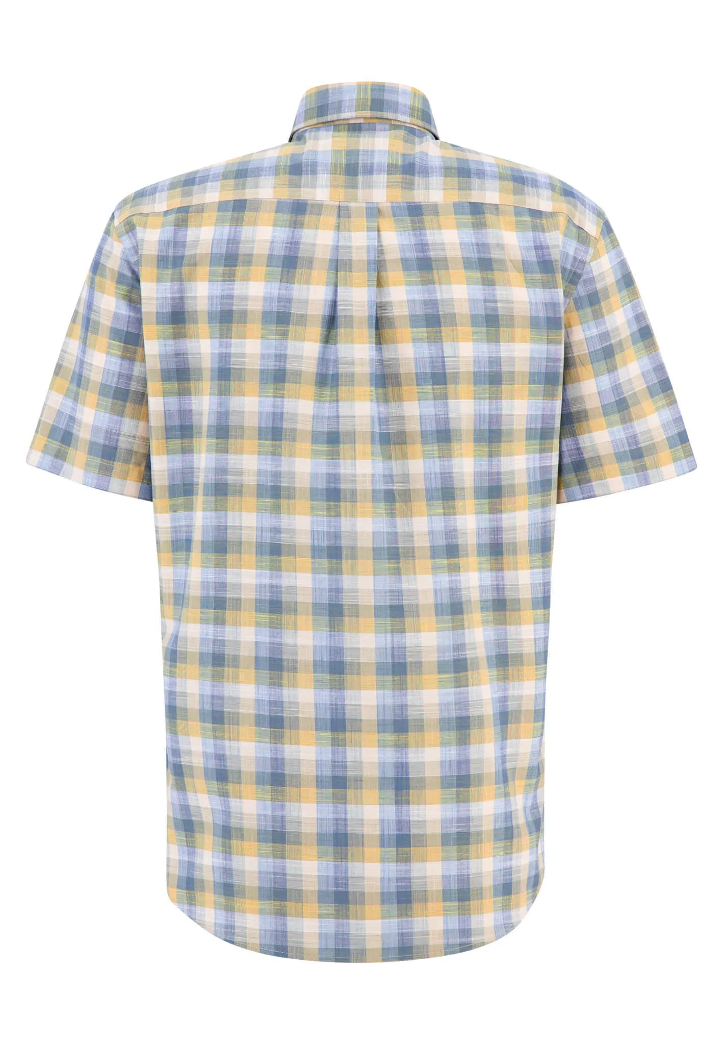 FYNCH HATTON Summer Slub Check Short Sleeve