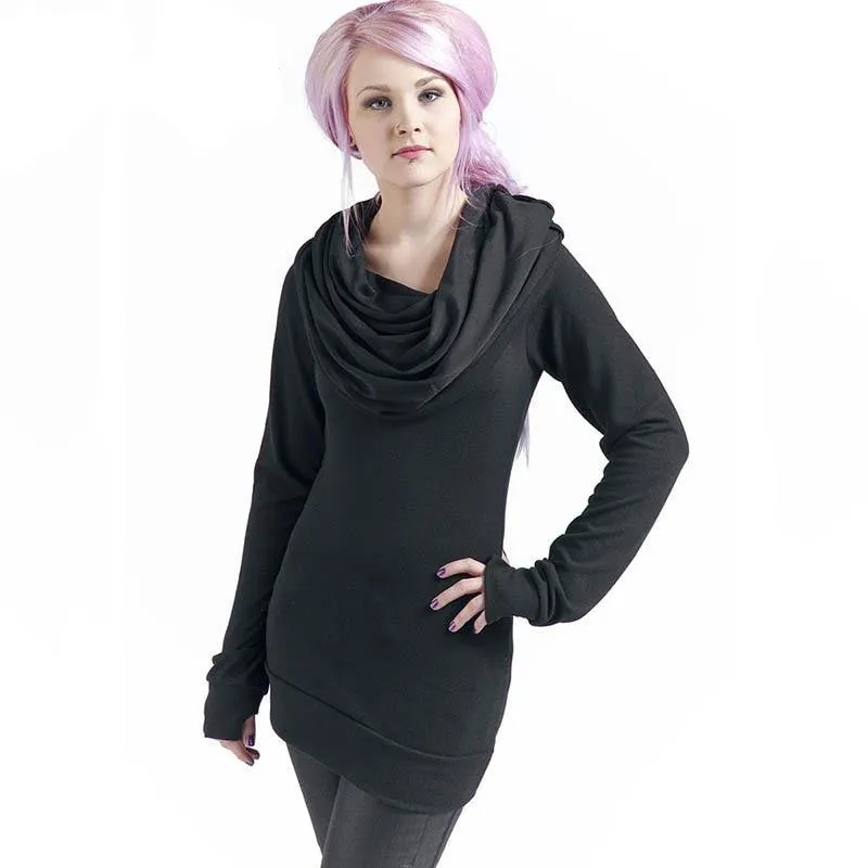 Gothic Lace Up Hooded Long Sleeve