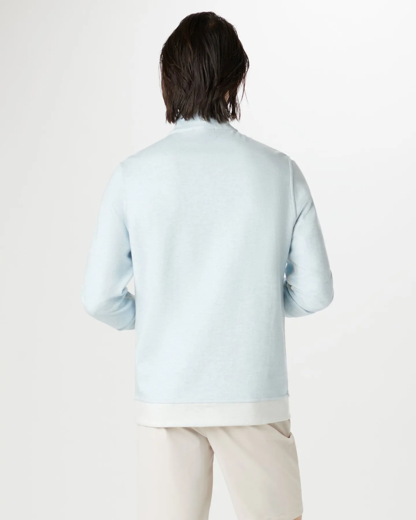 HEATHERED MICRO PRINT 1/4 ZIP PULLOVER - CHALK