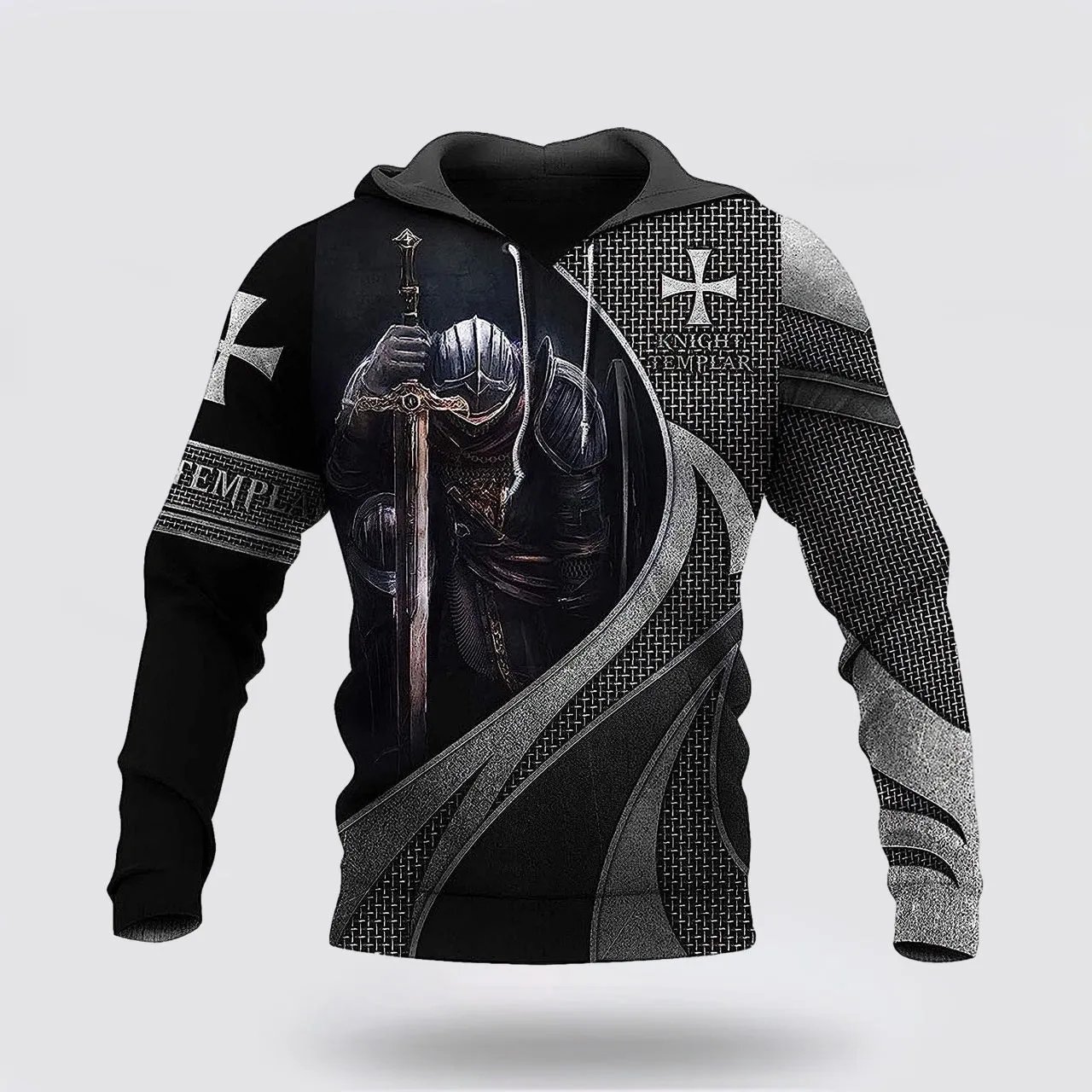 Knight Templar Warrior Cross 3d Hoodies For Women Men - Christian Apparel Hoodies