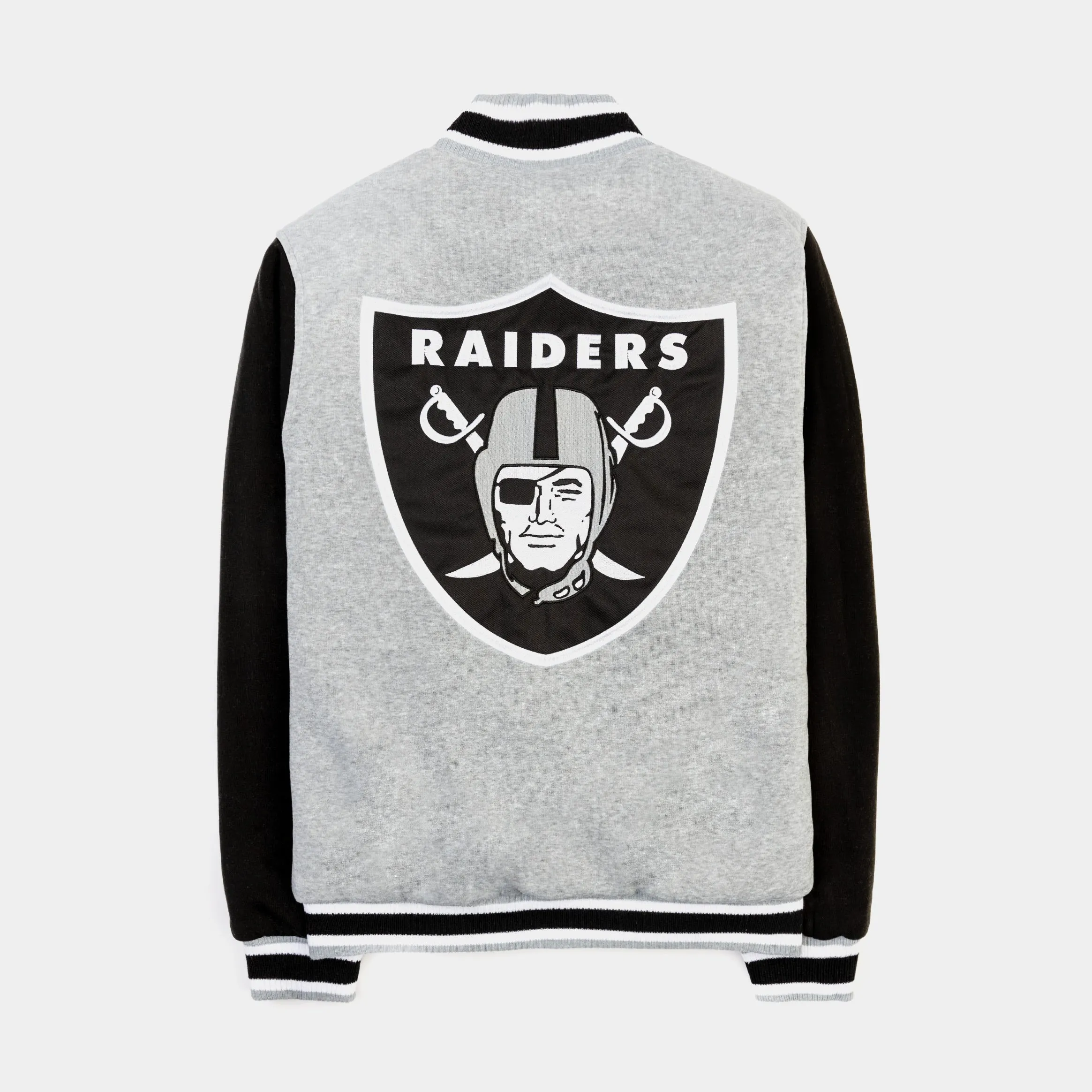 Las Vegas Raiders Reversible Letterman Mens Jacket (Black/Grey)