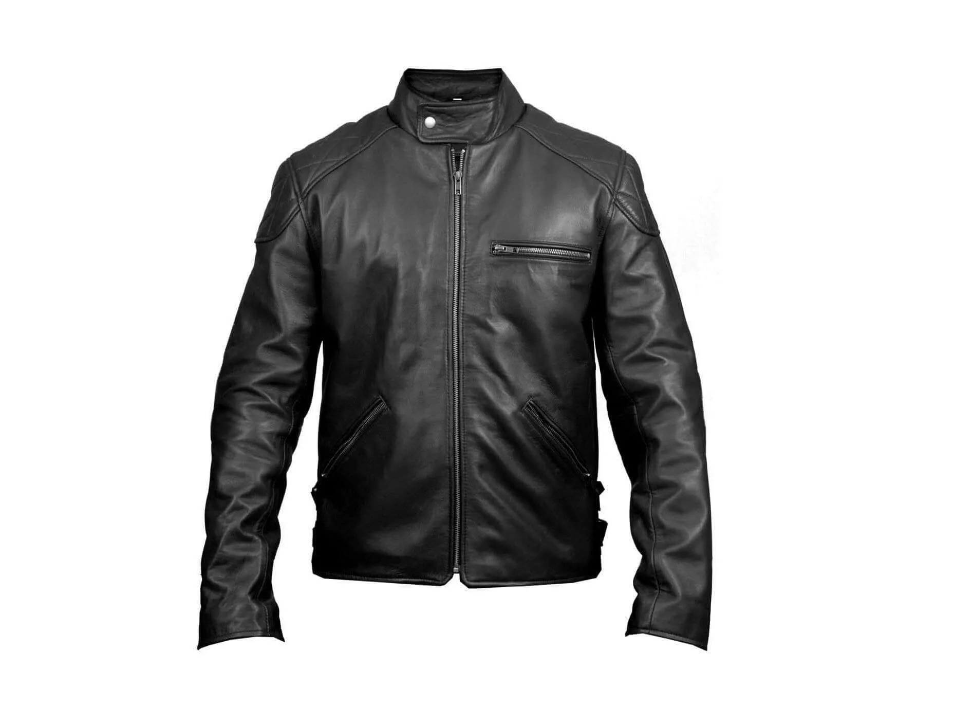 Long Sleeve Leather Jacket, men's Jacket in real leather,Stylish black Leather Jacket