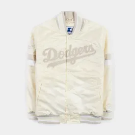 Los Angeles Dodgers Home Game Pearl Satin Varsity Mens Jacket (Pearl)