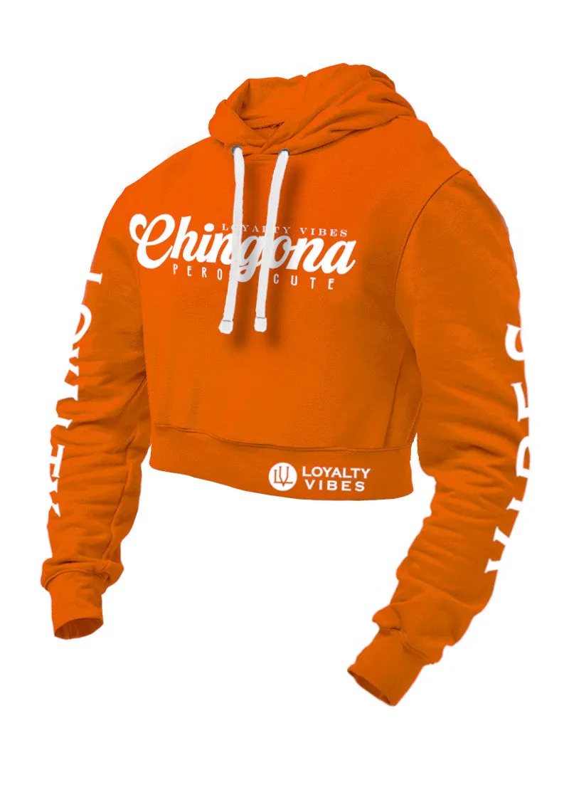 Loyalty Vibes Chingona Pero Cute Cropped Hoodie