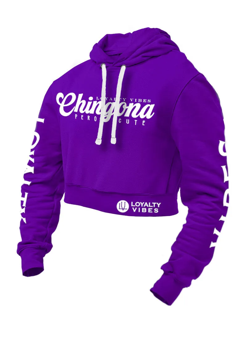 Loyalty Vibes Chingona Pero Cute Cropped Hoodie