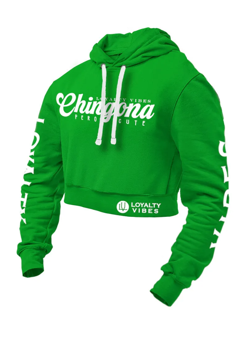 Loyalty Vibes Chingona Pero Cute Cropped Hoodie