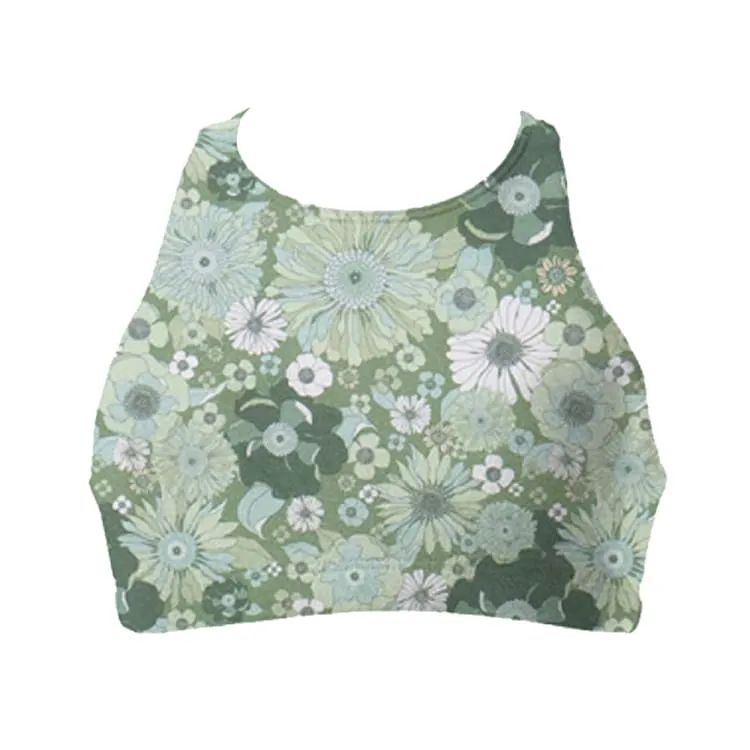 Maka-Hou Women Free Motion Bra Top-GREEN FLOWER (Japanese Brand)