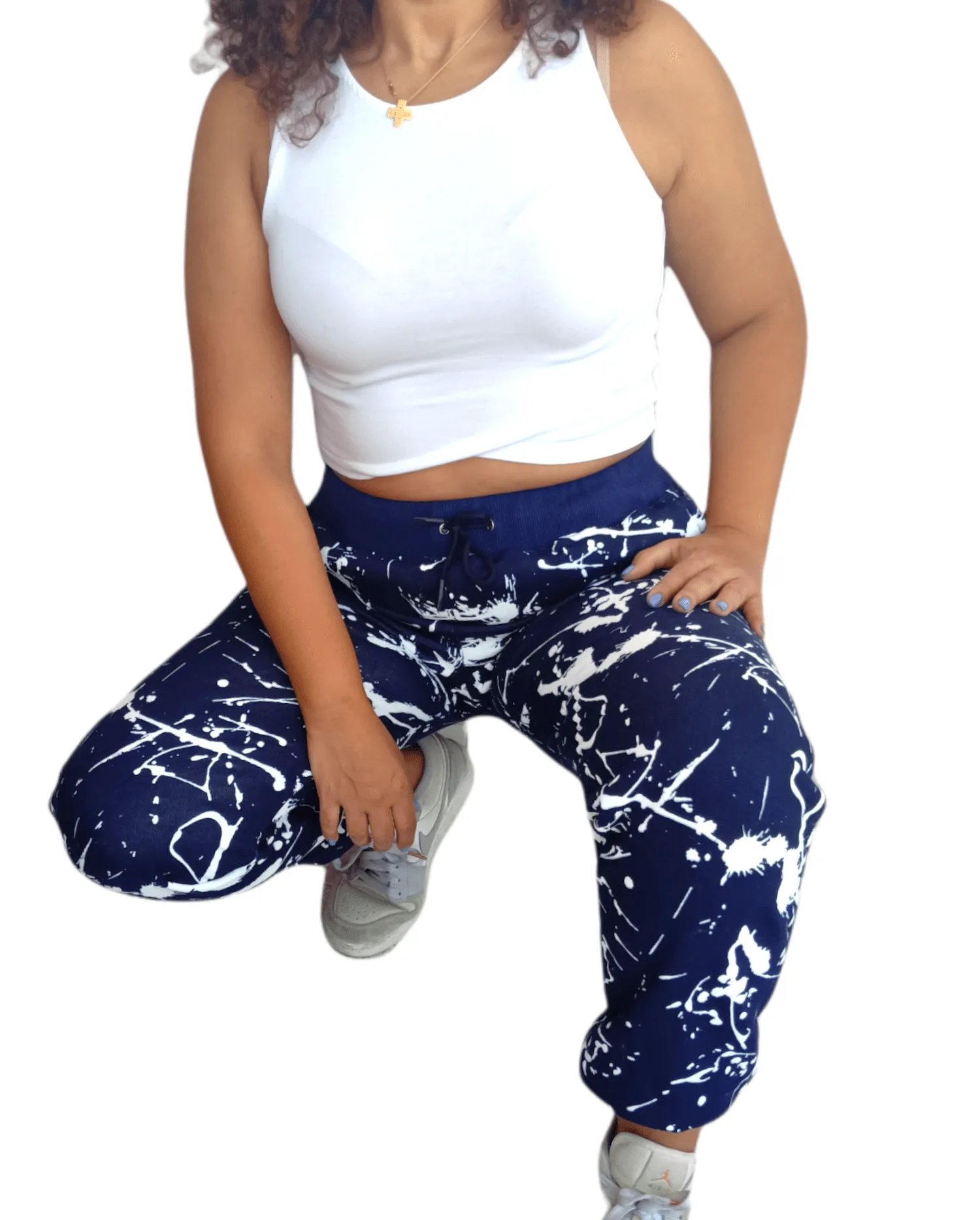 Melton Women Pants - Blue x White