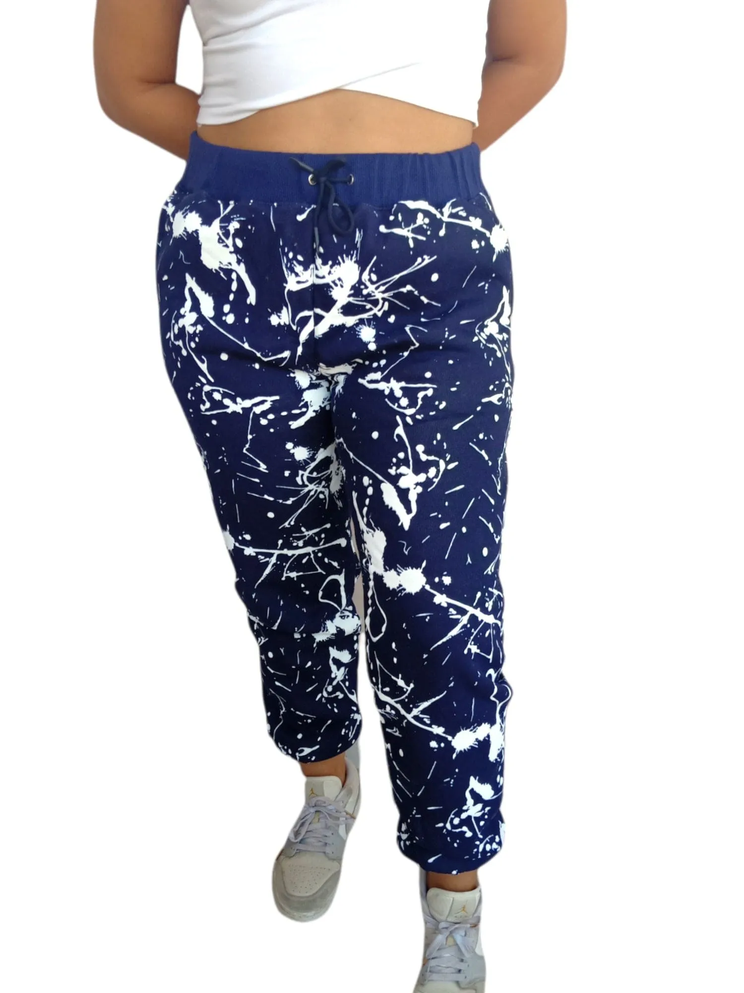 Melton Women Pants - Blue x White