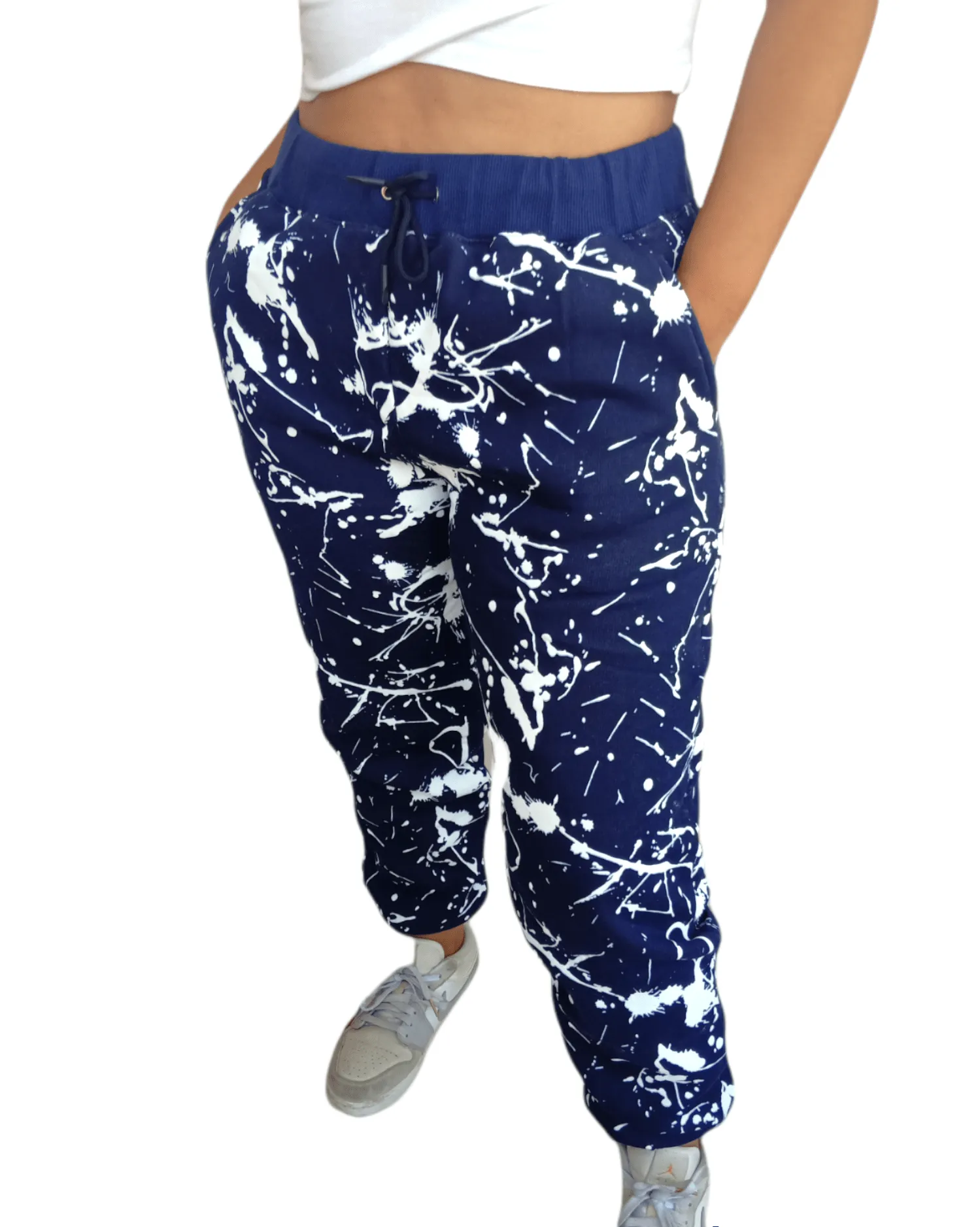 Melton Women Pants - Blue x White