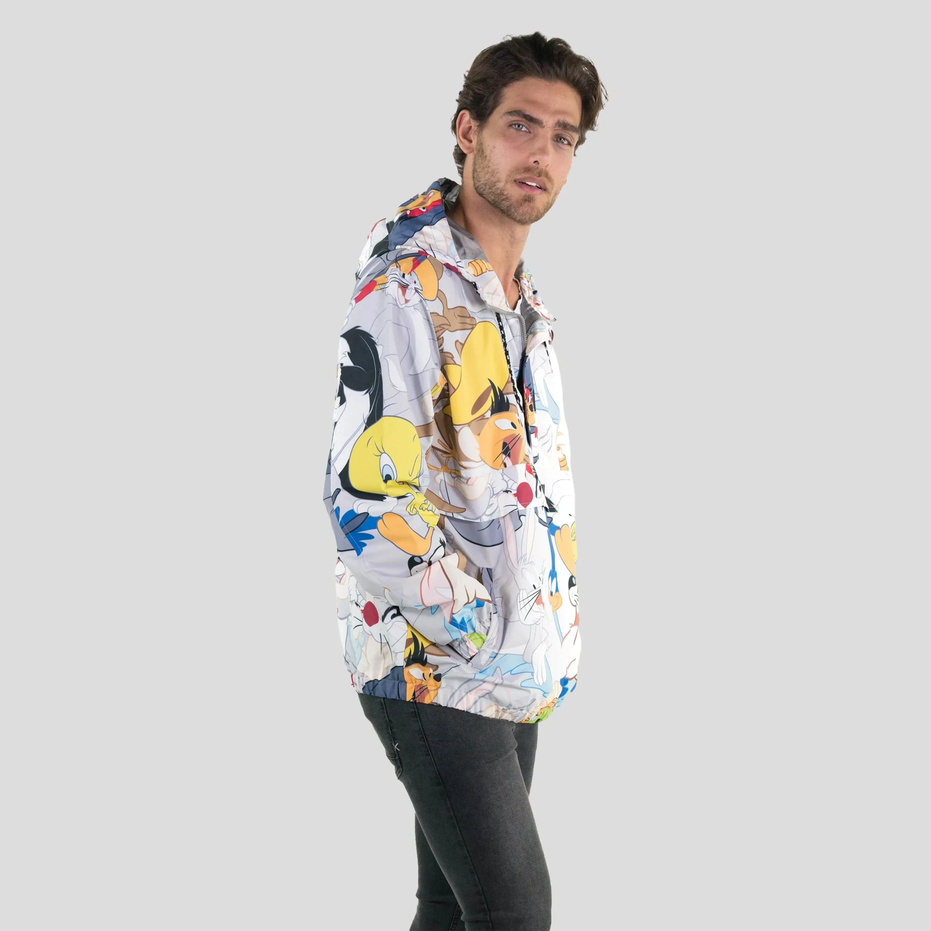 Members Only Men's Looney Tunes Print Popover Jacket