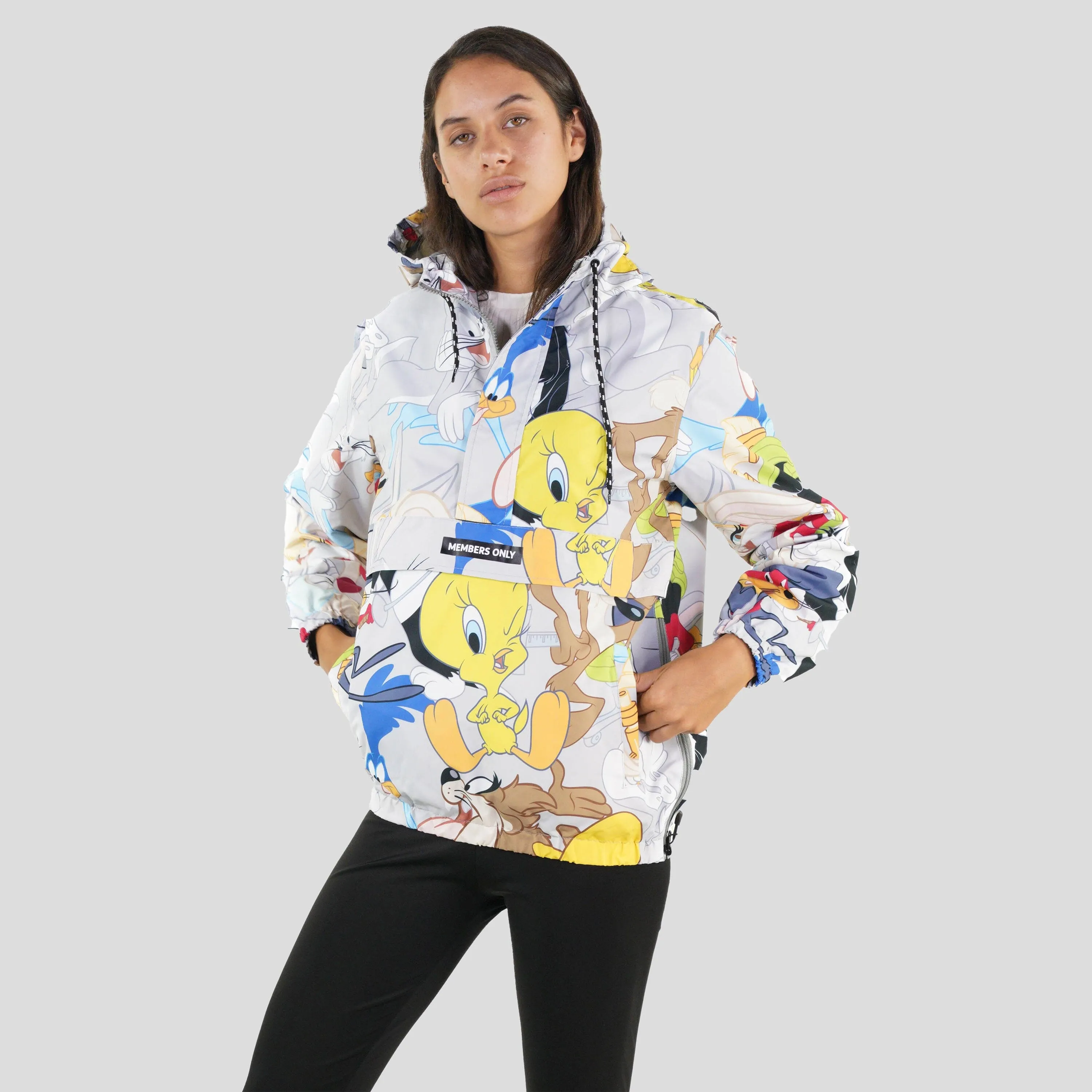 Members Only Women's Looney Tunes Print Popover Oversized Jacket