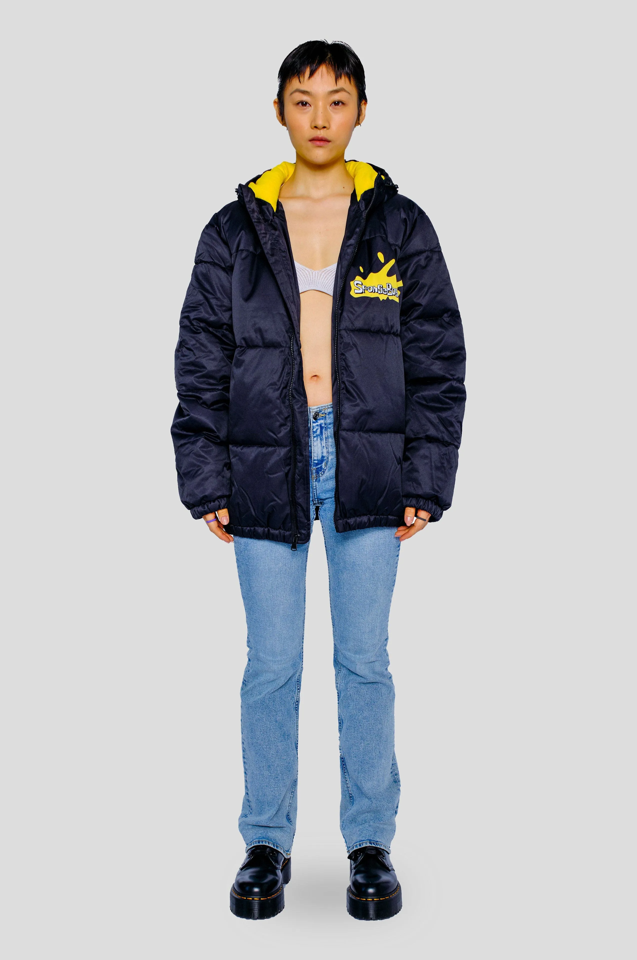 Members Only Women's Rad Spongebob Puffer Oversized Jacket