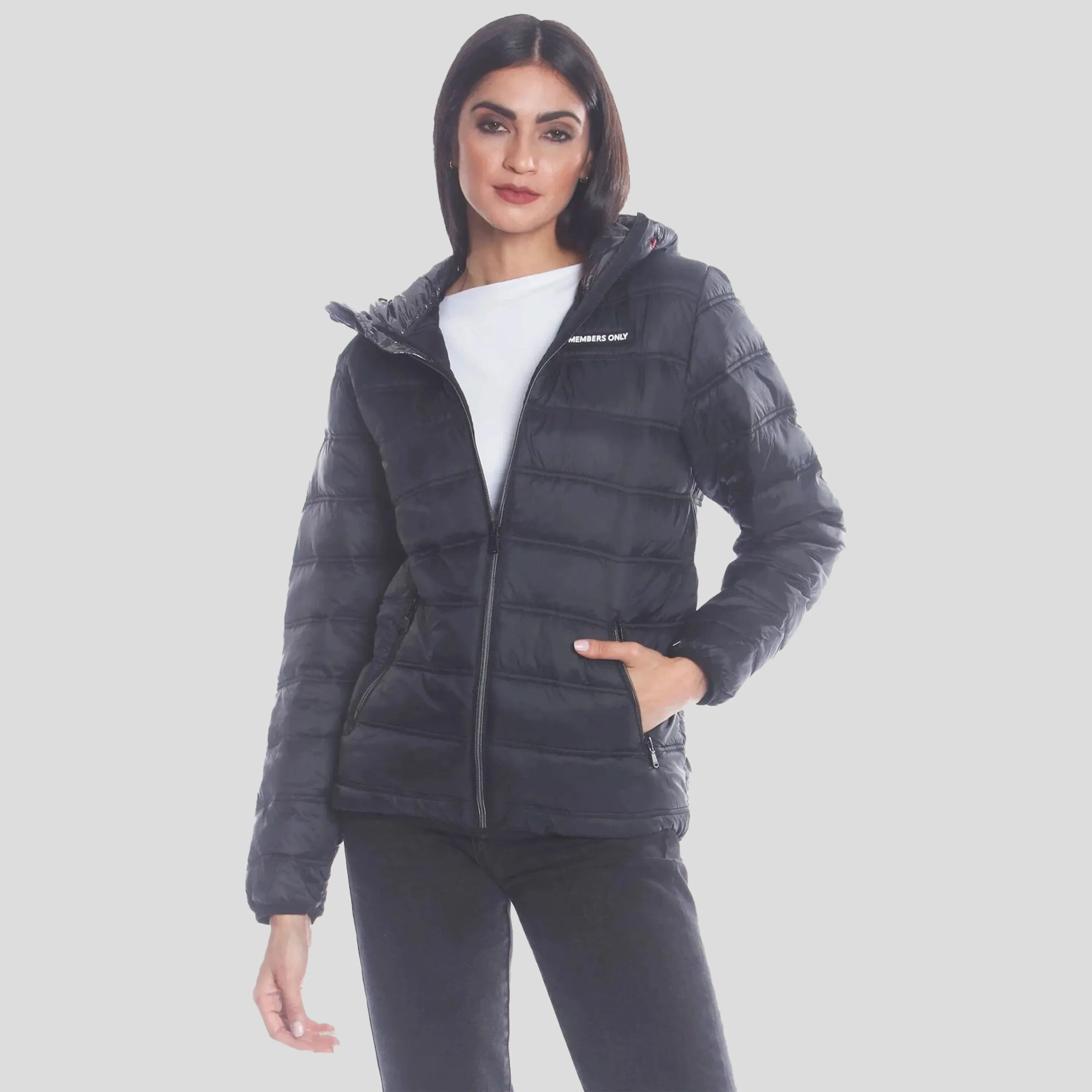 Members Only Women's Solid Packable Oversized Jacket