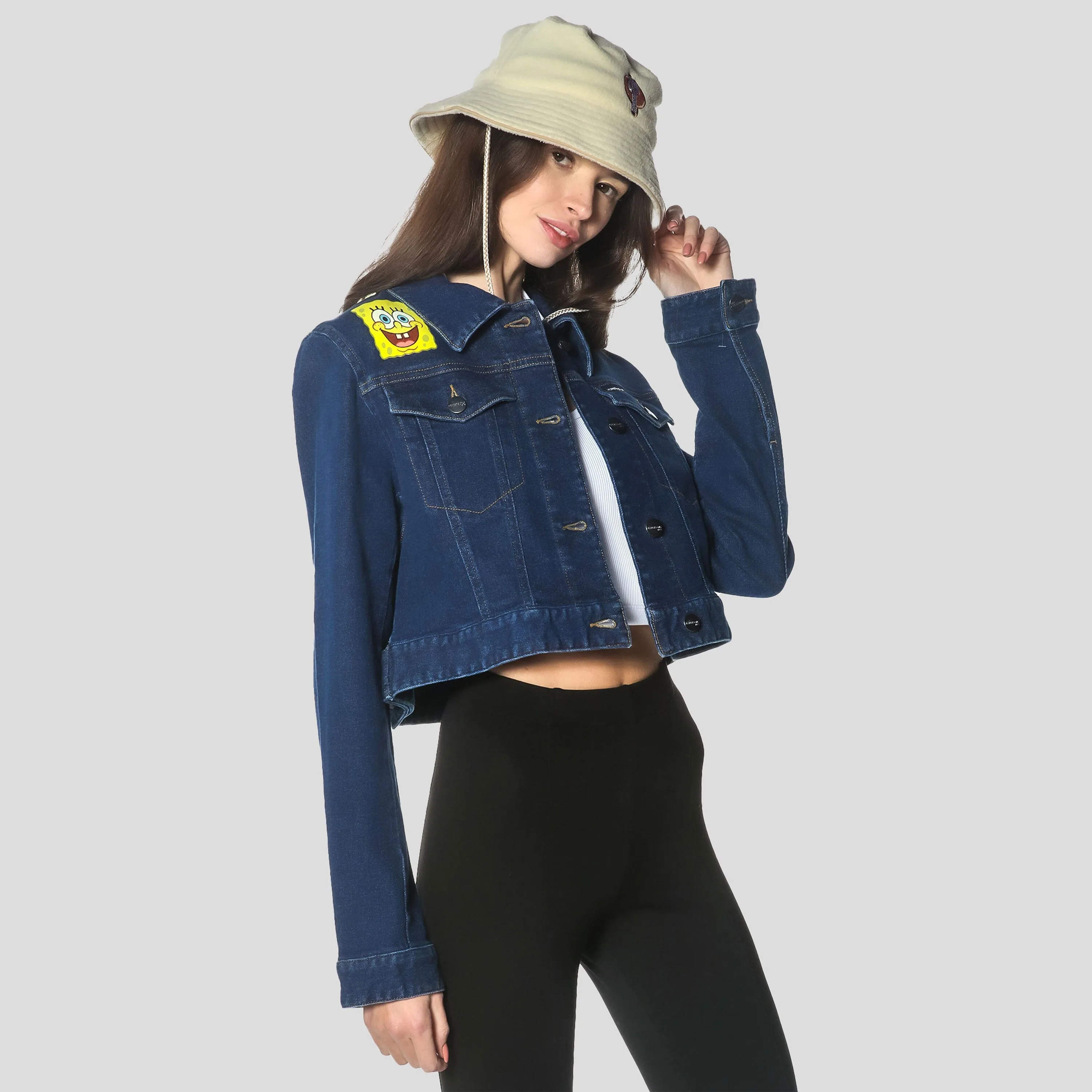 Members Only Women's Spongebob Denim Trucker Jacket