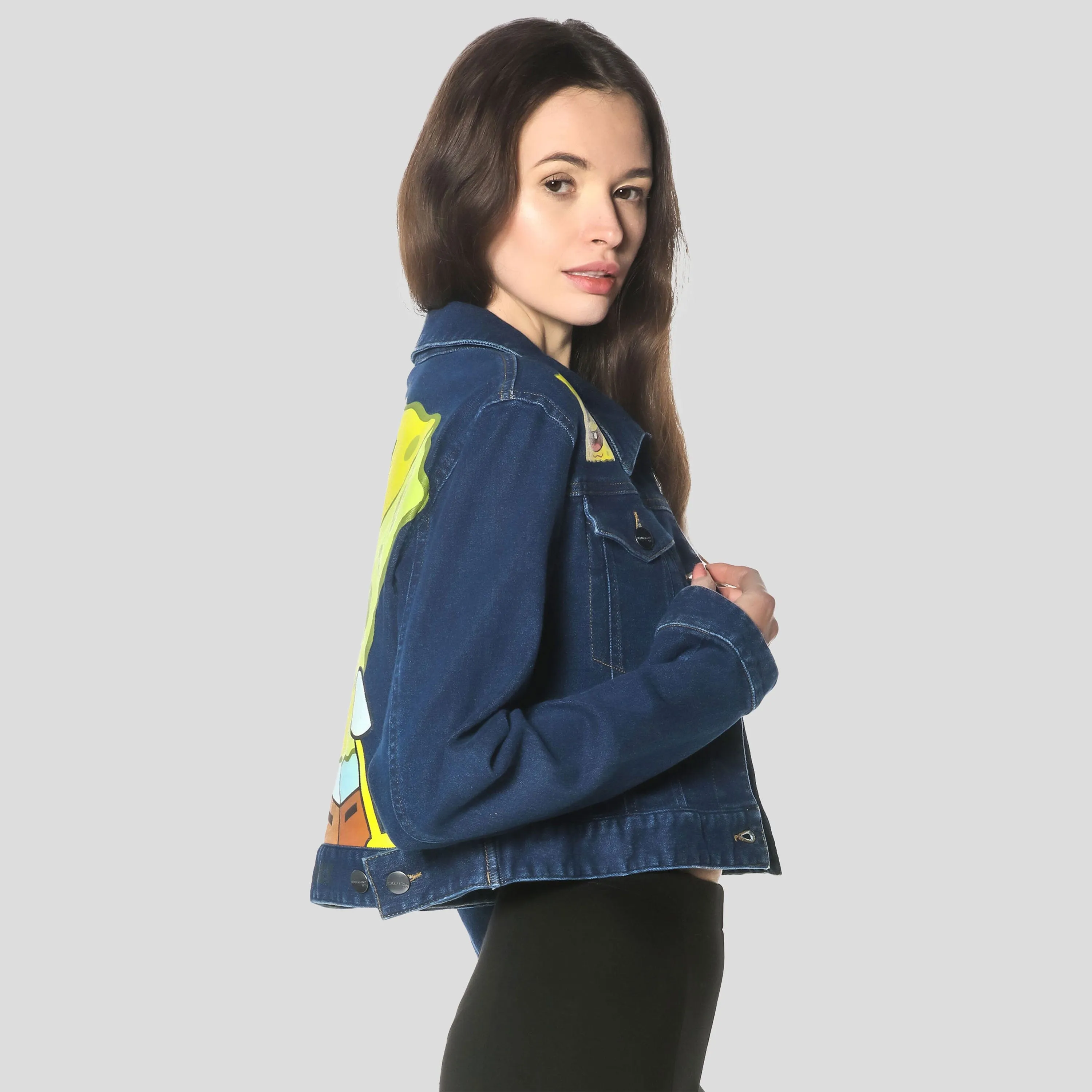 Members Only Women's Spongebob Denim Trucker Jacket