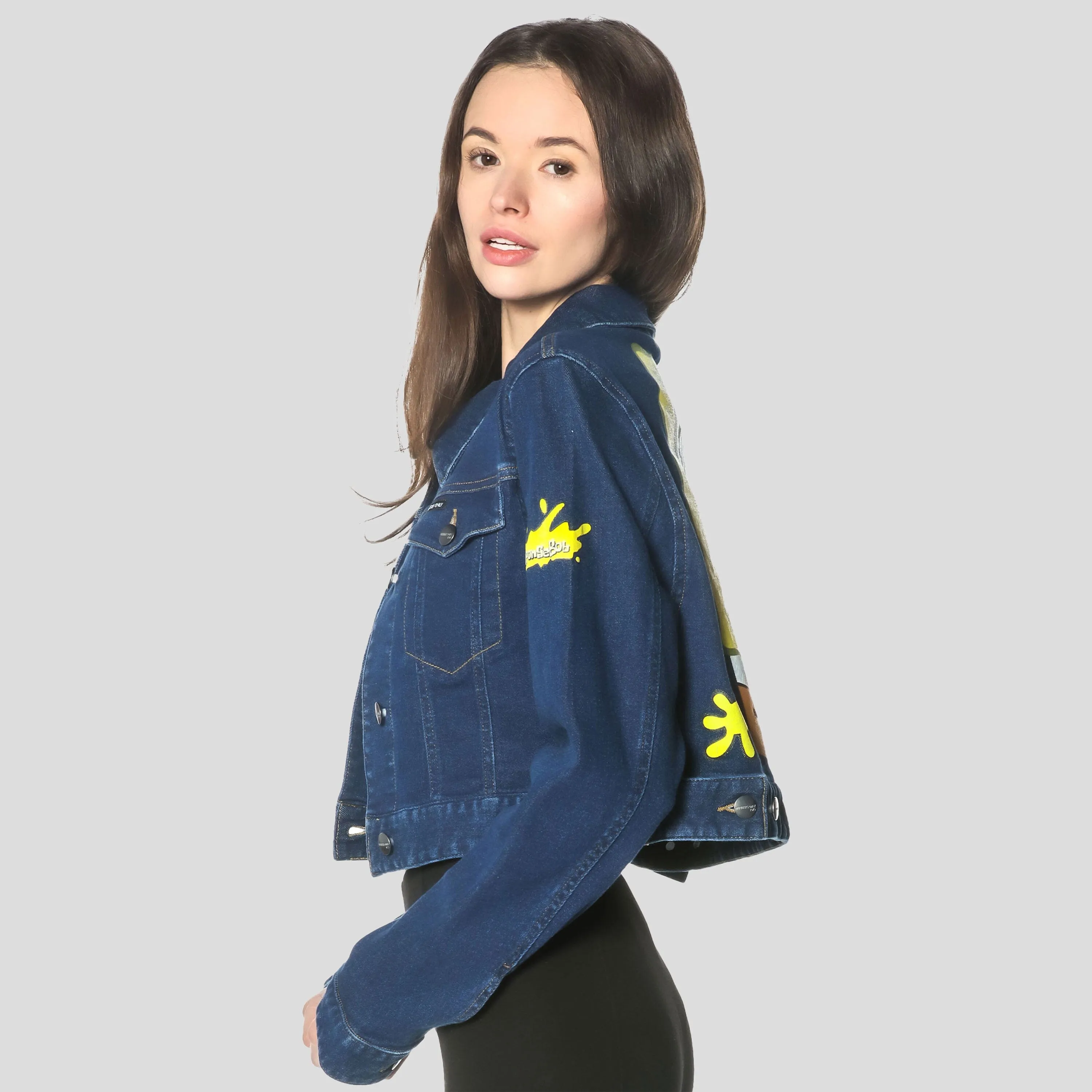 Members Only Women's Spongebob Denim Trucker Jacket